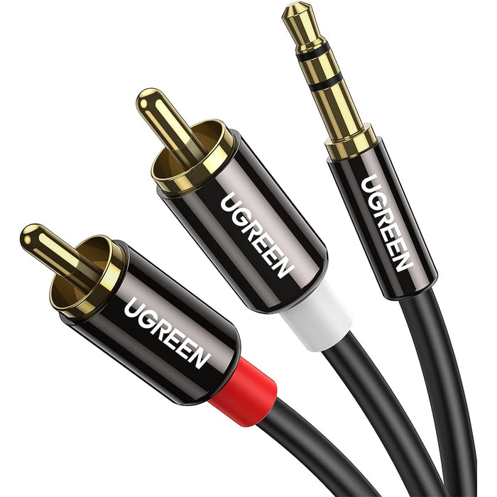 UGREEN AV116 3.5mm Male To 2x RCA Male Cable - AUX Stereo Splitter - 2M - For HiFi Sound Headphone Phone Speaker MP3 Tablet HDTV