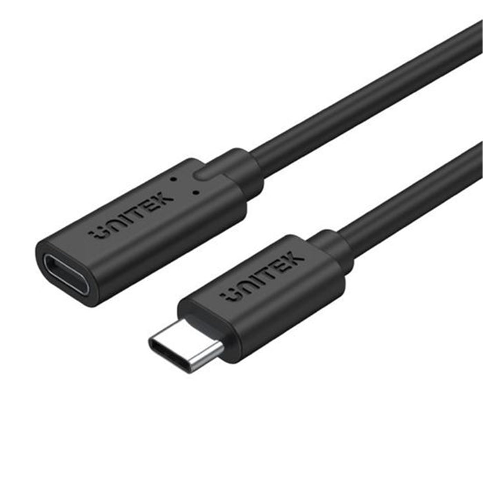 Unitek C14086BK 0.5m USB 3.1 USB-C Male to   USB-C Female Extension Cable. Supports Data Transfer Speed up to 10Gbps. Reversible USB-C Connector. Supports Power Deliver Sync & Charge. Black Colour.