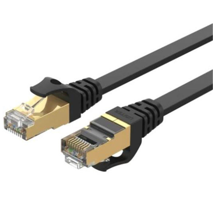 Unitek C1897BK-10M  10m CAT7 Black Flat SSTP    32AWG Patch Lead inPVCJacket.500MHzGold-platedContacts with RJ45 (8P8C) Connectors Compatible with 10GBaseT.