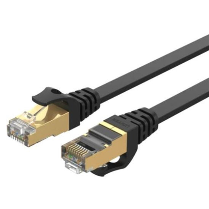 Unitek C1897BK-3M  3m CAT7 Black Flat SSTP     32AWG Patch Lead in PVC Jacket. 500MHz Gold-platedContacts with RJ45 (8P8C) Connectors Compatible with 10GBaseT.