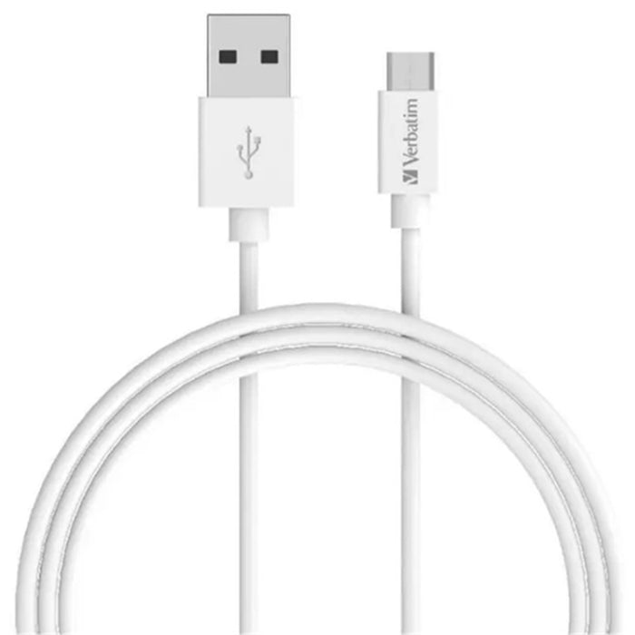 Verbatim 66579 Charge & Sync microUSB Cable 1m - White up to 3A current and compatibility with QC 2.0 and 3.0
