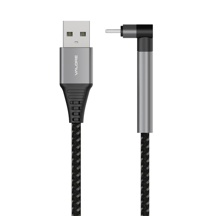 Valore CA-006 1M USB-A to Lightning  90-degree elbow   Gaming Cable - ( Black )