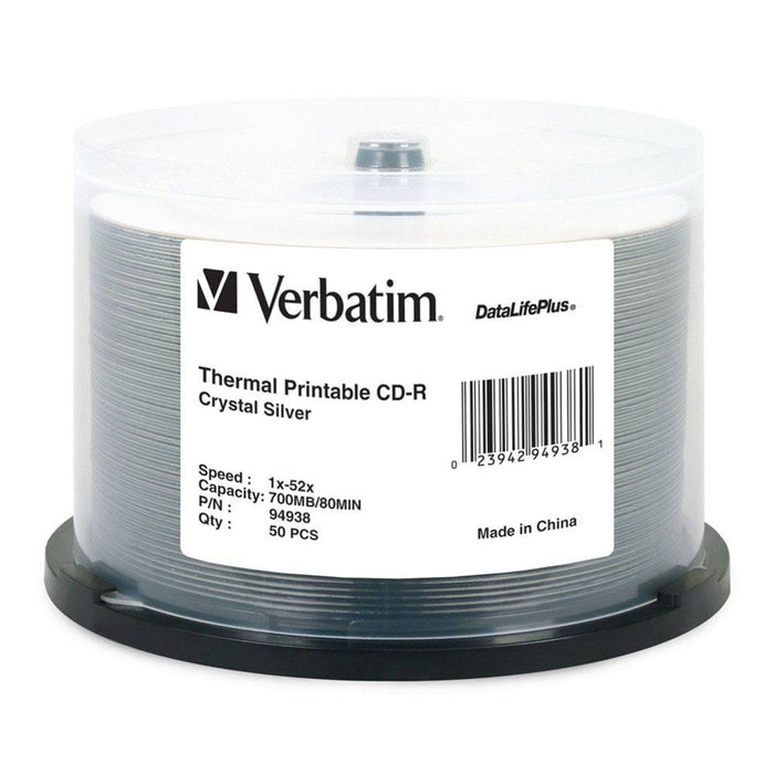 Verbatim 94938 DataLifePlus CD-R AZO Thermal Printable 700MB 52x  50-pack Spindle