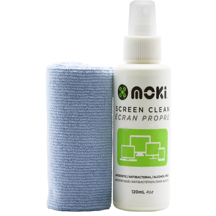 Moki ACC-FCSM02 Screen Clean - Spray with Cloth - 120mL - with Chamois Maxi 28x28cm