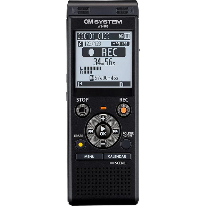 OM-SYSTEM V420340BE000 WS-883 Digital Voice Recorder Black BY Olympus