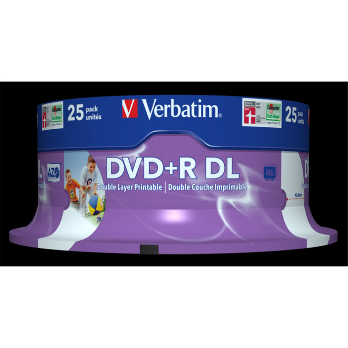 Verbatim 43667 DVD+R DL 8.5GB 25Pk White Wide IJ 8x