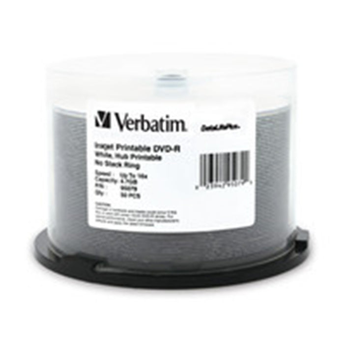 Verbatim 95079 DataLifePlus DVD Recordable Media - DVD-R - 16x - 4.70 GB - 50 Pack Spindle - 120mm White Inkjet Printable Hub Printable