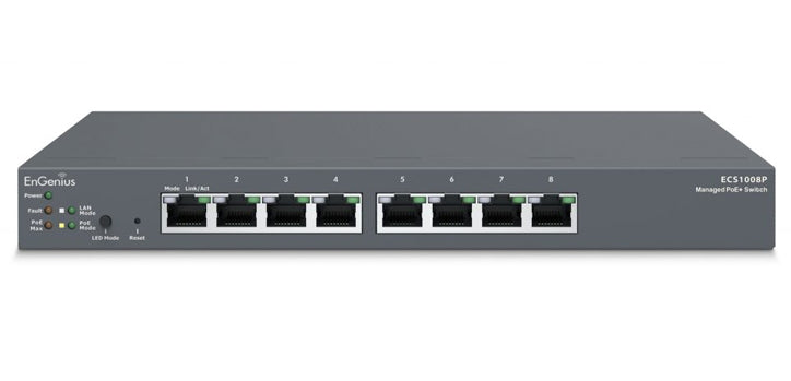 EnGenius ECS1008P Cloud Managed 8-Port Gigabit PoE Switch 55W