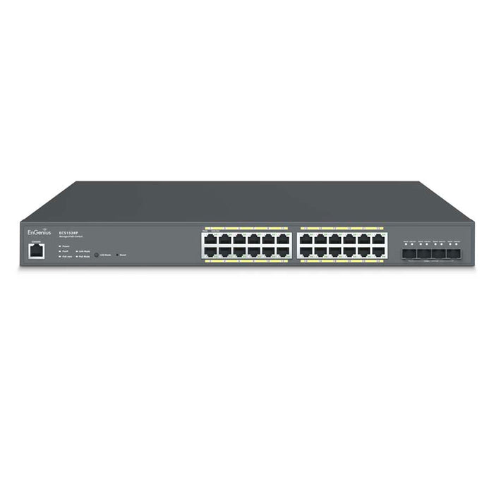 EnGenius ECS1528P Cloud Managed 240W PoE 24-Port Gigabit Switch with SFP+