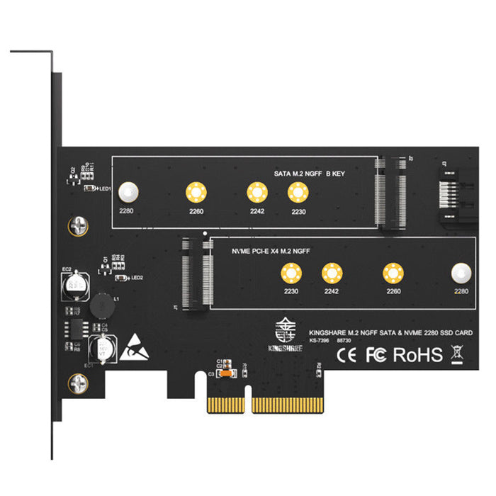 kingshare KS-NVX405 B/M KEY Nvme M.2 NGFF SSD to PCI-e X4 3.0 Converter Expansion Card Adapter - Support 2242 2260 2280 NVME M.2