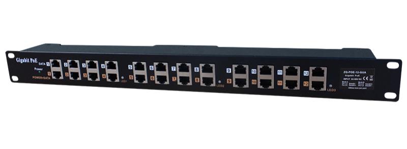 PoE World 12 Port Gigabit Midspan PoE Mode A+B Injector