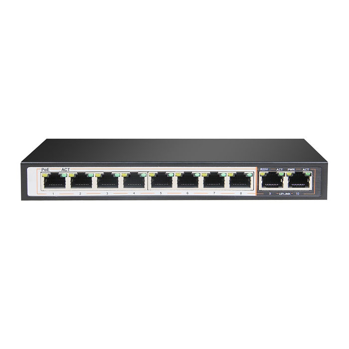 10 Port Gigabit Ethernet Switch with 8 ports 802.3af/at PoE