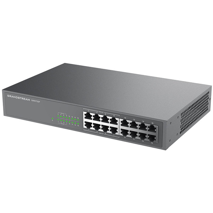 Grandstream GWN7702P 16 Port Gigabit Unmanaged Network Switch with 8 Ports 802.3af/at PoE