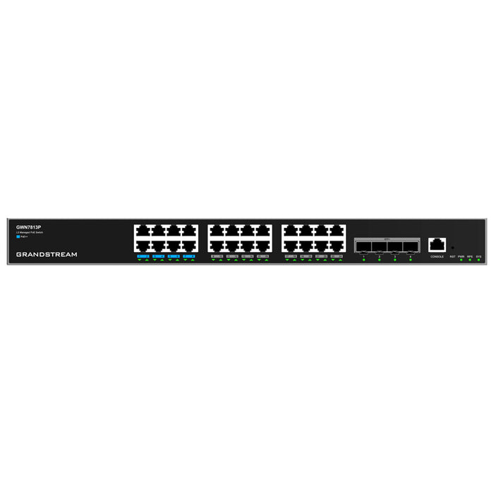 Grandstream GWN7813P Enterprise Layer 3 Managed PoE++ 802.3bt Network Switch with 24 x GigE and 4 x SFP+