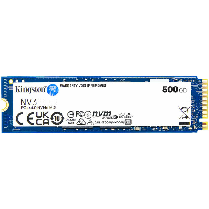 Kingston NV3 500GB M.2 NVMe Internal SSD PCIe Gen 4 - Up to 5000MB/s Read - Up to 3000MB/s Write - Backward Compatible with Gen 3 - 3 Years Warranty