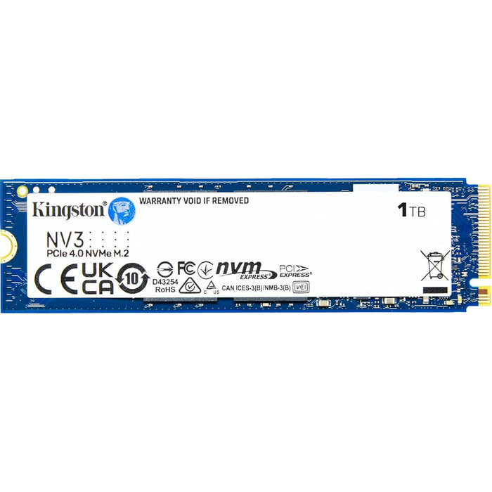 Kingston NV3 1TB M.2 NVMe Internal SSD PCIe Gen 4 - Up to 6000MB/s Read - Up to 4000MB/s Write - Backward Compatible with Gen 3 - 3 Years Warranty