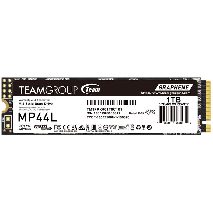 TeamGroup MP44L 1TB M.2 Gen4X4 Internal SSD 5000MB/s Read - 4500MB/s Write  - 5 Years Warranty