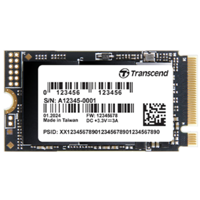 Transcend M.2 2242 1TB PCIe Gen4x4 NVMe 3D TLC DRAM-less PE: 3K extended temp.