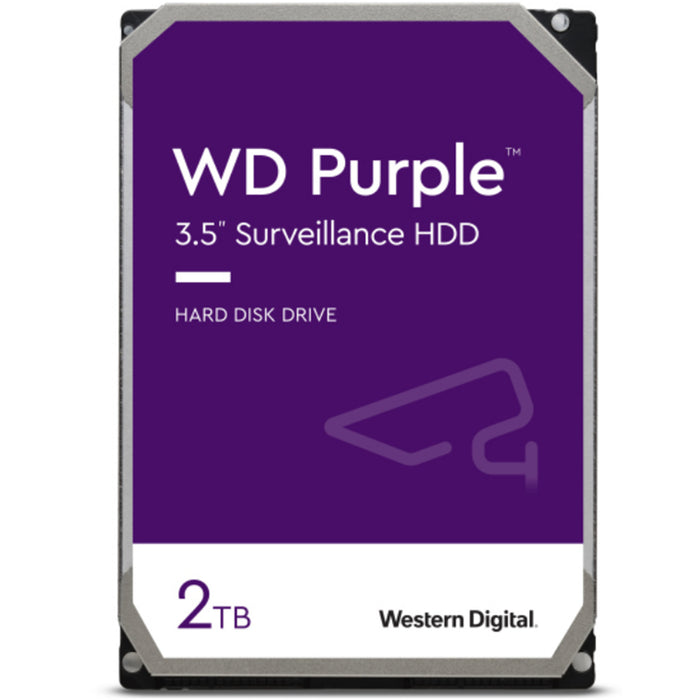 WD Surveillance Purple 2TB 3.5" Internal HDD SATA3 - 64MB Cache - 24x7 always on Reliability - Built for Personal / Home Office / Small Business - Up to 64 cameras - AllFrame 4K Technology - 3 Years Warranty