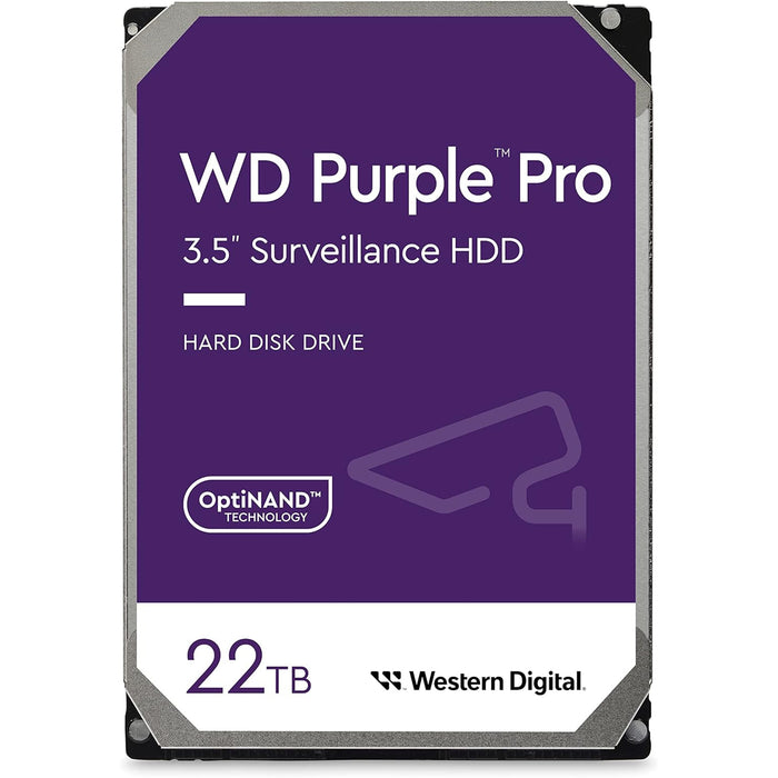 WD Surveillance Purple PRO 22TB 3.5" Internal HDD SATA3 - 512MB Cache - Built for Business/Enterprise Surveillance system.  Up to 64 Cameras up to 550TB/year - 5 Years warranty