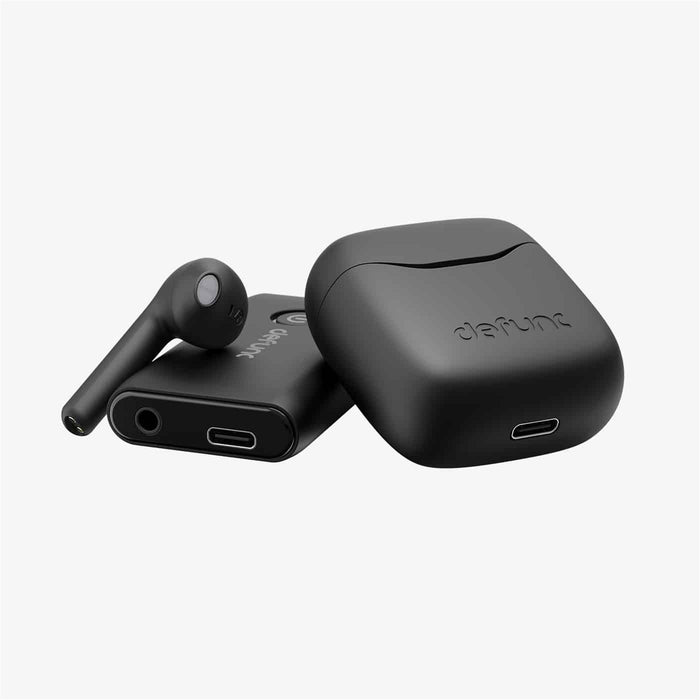 Defunc TRUE  TRAVEL Kit  ( Black ) Wireless Bluetooth Transmitter / Received  with Bonus Wireless Earbud - Compatible with phones & pads of iOS/Android & all Bluetooth audio devices