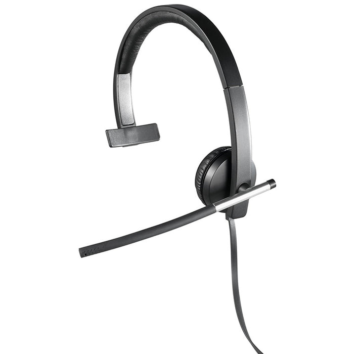 Logitech H650e USB Wired On-Ear Active Noise Cancelling Mono Headset - UC Certified 1-Mic Noise Cancellation / Busy Light / In-Line Controls