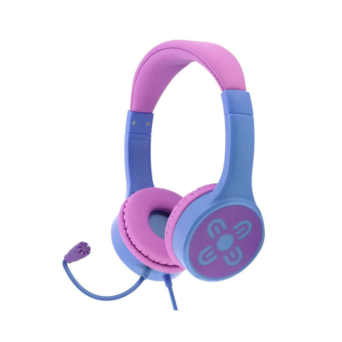 Moki ChatZone Wired On-Ear Headphones - Blue / Purple 3.5mm jack with Boom Microphone