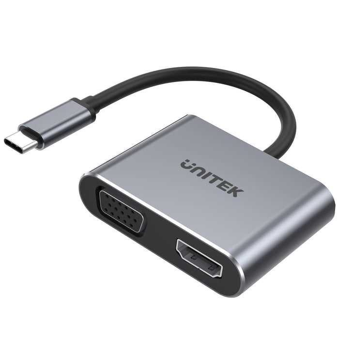 Unitek D1049A  4-in-1 USB Mulit-Port Hub with USB-C Connector. Includes 1x USB-A Port 1x VGA Port 1x HDMI 4K 60Hz Port 1x USB-C PD 100W. Plug & Play. Space Grey Colour