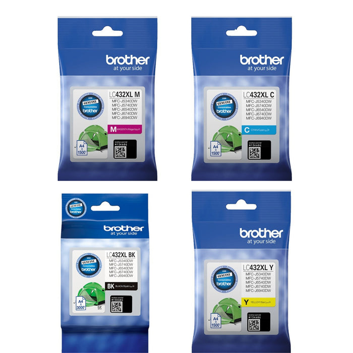 Brother LC432XL BlackCyanYellowMagenta Ink Value Pack for Brother MFCJ5340DW MFCJ5740DWMFCJ6540DW MFCJ6740DW MFCJ6940DW Printer