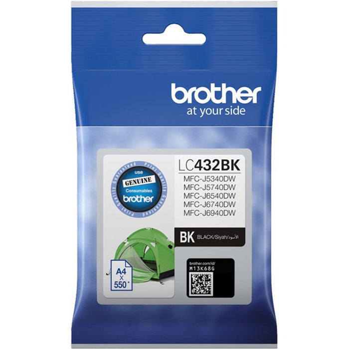 Brother LC432BK Ink Cartridge Black - Yield 550 Pages for Brother MFCJ5340DW MFCJ5740DW MFCJ6540DW MFCJ6740DW MFCJ6940DW Printer