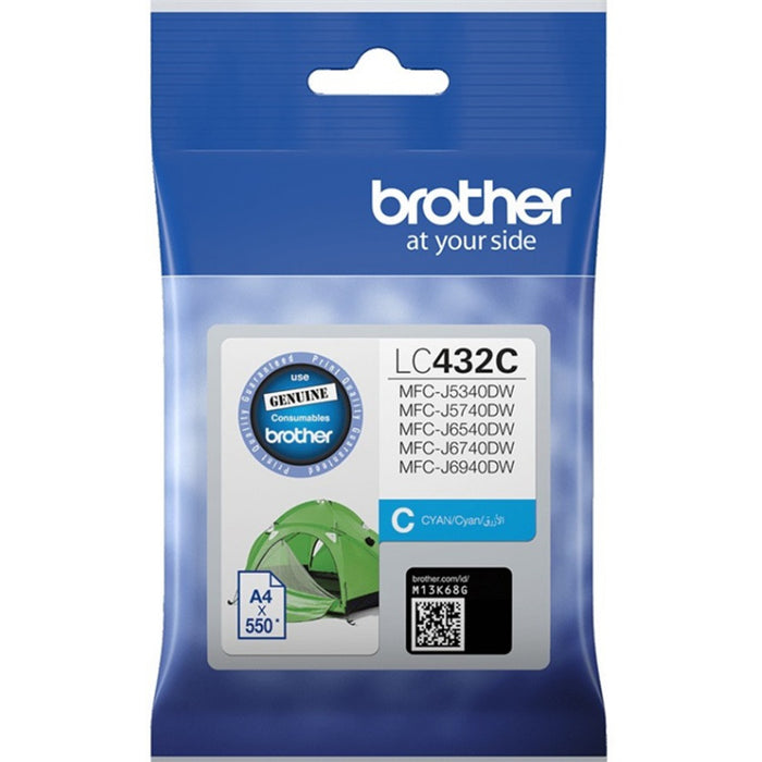 Brother LC432C Ink Cartridge Cyan Yield 550 Pages for Brother MFCJ5340DW MFCJ5740DWMFCJ6540DW MFCJ6740DW MFCJ6940DW Printer