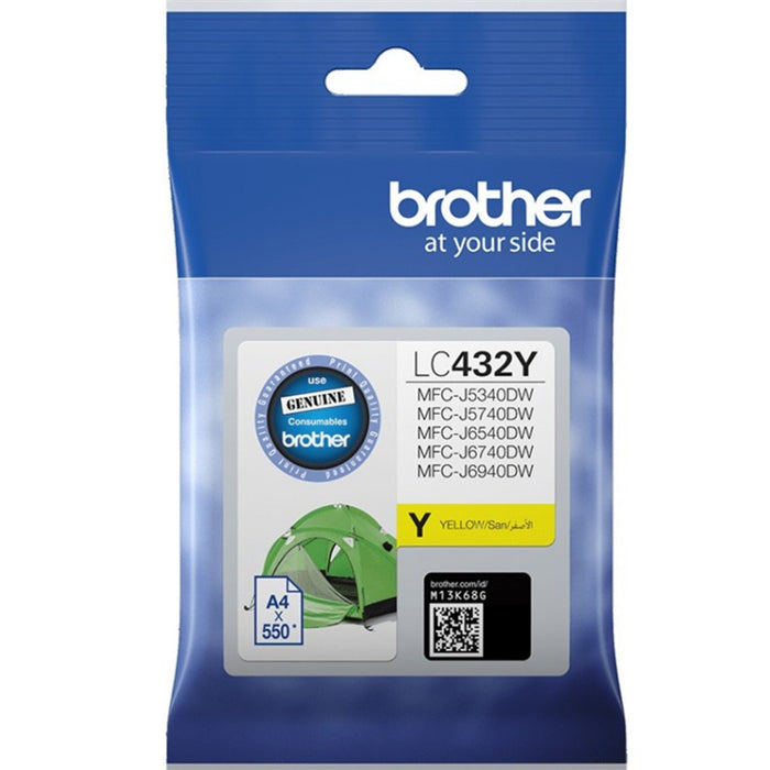 Brother LC432Y Ink Cartridge Yellow Yield 550 Pages for Brother MFCJ5340DW MFCJ5740DWMFCJ6540DWMFCJ6740DW MFCJ6940DW Printer