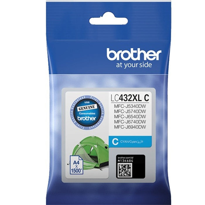 Brother LC432XLC Ink Cartridge Cyan High Yield 1500 Pages for Brother MFCJ5340DW MFCJ5740DWMFCJ6540DW MFCJ6740DW MFCJ6940DW Printer