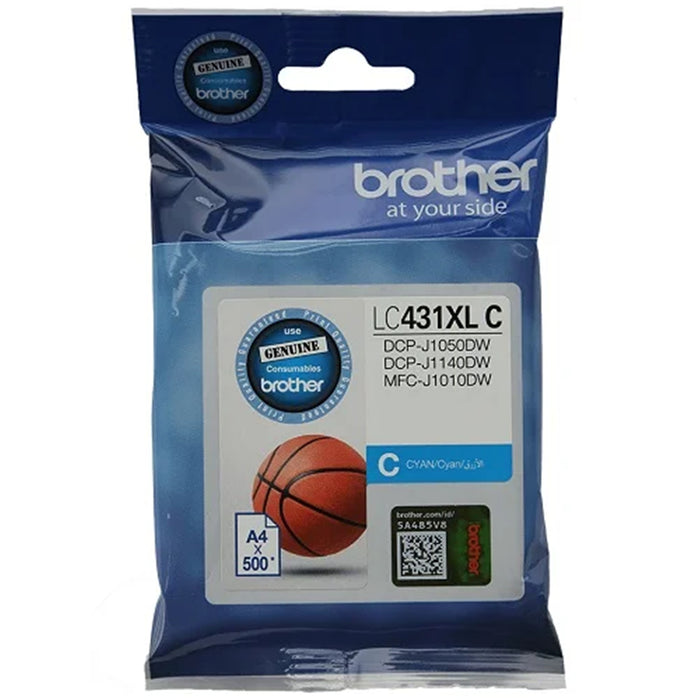 Brother LC431XLC Ink Cartridge - Cyan High Yield - 500 Pages - for Brother MFCJ1010DW / DCPJ1050DW Printer