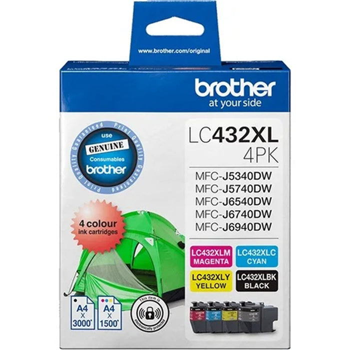 Brother LC432XL4PKS 4-Pack High Yield Ink Cartridge (B/C/M/Y) for Brother MFCJ5340DW MFCJ5740DW MFCJ6540DW MFCJ6740DW MFCJ6940DW Printer