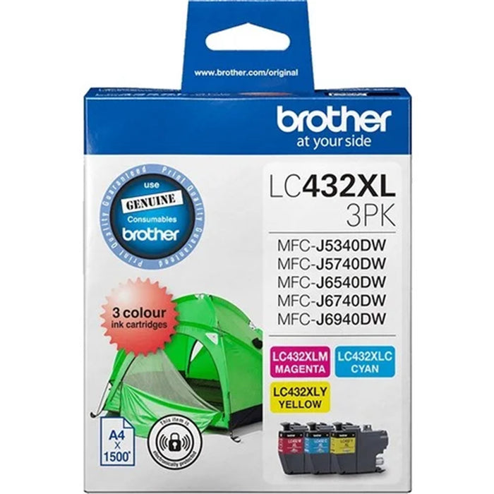 Brother LC432XL3PKS 3-Pack High Yield Ink Cartridge (C/M/Y) for Brother MFCJ5340DW MFCJ5740DW MFCJ6540DW MFCJ6740DW MFCJ6940DW Printer