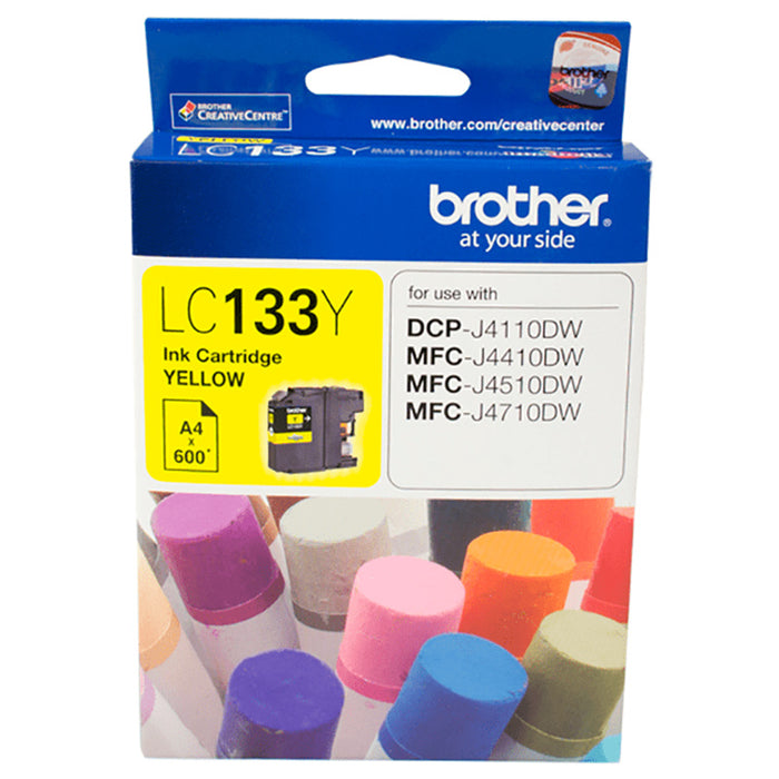 Brother LC133Y Ink Cartridge - Yellow High Yield - 600 Pages for Brother DCPJ152W / DCPJ4110DW / MFCJ4510DW / MFCJ470DW / MFCJ4710DW / MFCJ6520DW / MFCJ6920DW / MFCJ870DW Printer