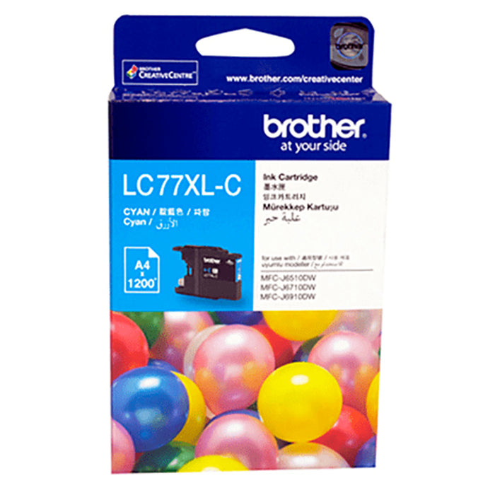 Brother LC77XLC Ink Cartridge Cyan High capacity 1200 pages for Brother MFCJ6510DW MFCJ6910DW Printer