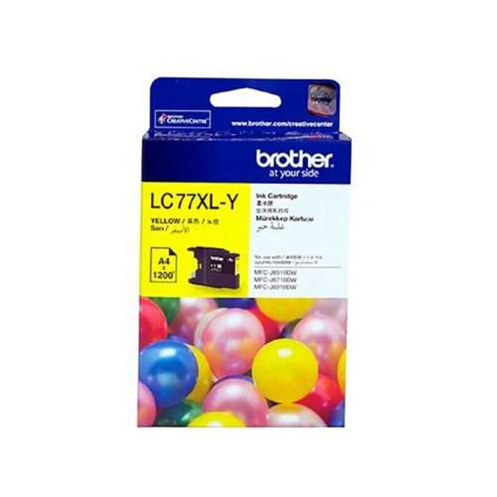 Brother LC77XLY Ink Cartridge Yellow High capacity 1200 pages for Brother MFCJ6510DW MFCJ6910DW Printer