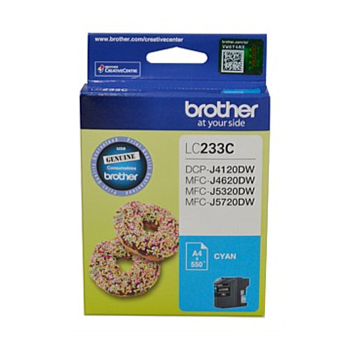 Brother LC233C Ink Cartridge Cyan Yield 500 pages for Brother DCPJ4120DW DCPJ562DW MFCJ4620DW MFCJ480DW MFCJ5320DW MFCJ5720DW MFCJ680DW MFCJ880DW Printer