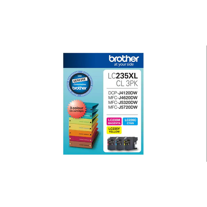 Brother LC235XLCL3PK Ink Cartridge 3Pack Cyan/Magenta/Yellow High Yield 1200 pages  for Brother DCPJ4120DW MFCJ4620DW MFCJ5320DW MFCJ5720DW Printer