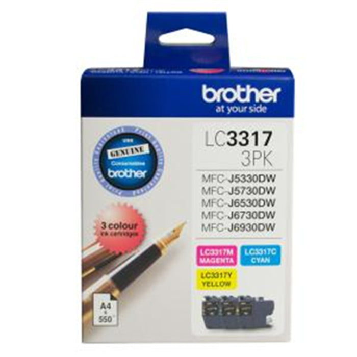 Brother LC33173PK Ink Cartridge - Cyan / Magenta / Yellow 550 Pages - for Brother MFCJ5330DW / MFCJ5730DW / MFCJ6530DW / MFCJ6930DW Printer