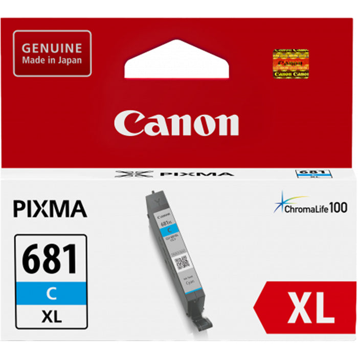 Canon CLI681XLC Ink Cartridge - Cyan High Yield - 500 Pages - for Canon TR7560 / TR8560 / TS6160 / TS6260 / TS6360 / TS6365 / TS8160 / TS8260 / TS8360 / TS9160 / TS9565 / TS9560 / TS706 Printer