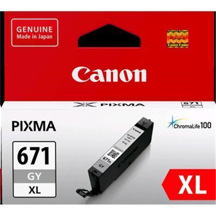Canon CLI671XLGY Ink Cartridge - Grey High Yield - 3350 Pages - for Canon TS5060 / TS9060 / MG5760 / MG5765 / MG6860 / mG6865 / MG6866 / MG7760 / MG7765 / MG7766 / TS6060 / TS8060 Printer