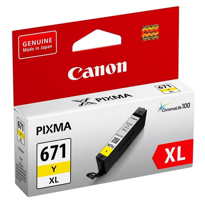 Canon CLI671XLY Ink Cartridge - Yellow High Yield - 680 Pages - for Canon TS5060 / TS9060 / MG5760 / MG5765 / MG6860 / mG6865 / MG6866 / MG7760 / MG7765 / MG7766 / TS6060 / TS8060 Printer