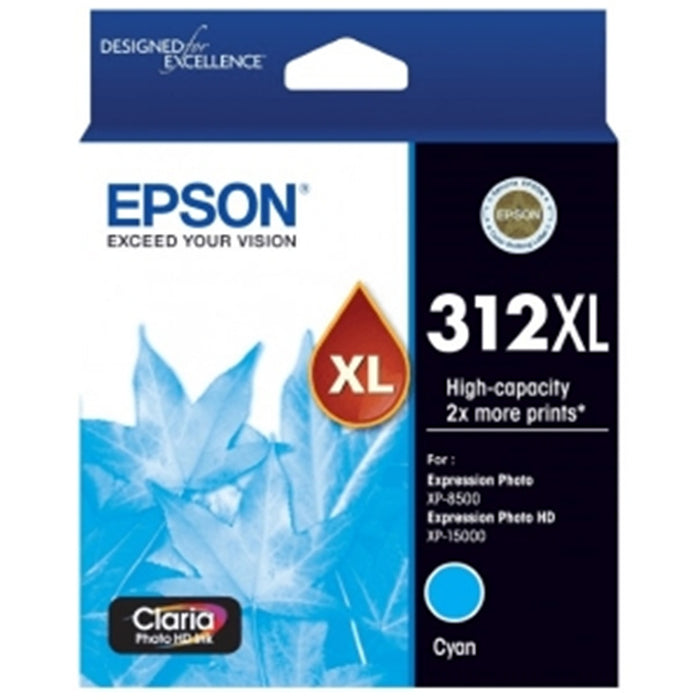 Epson 312XL Ink Cartridge - Cyan High Yield (830 Pages) - for XP-8500 / XP-15000 Printer