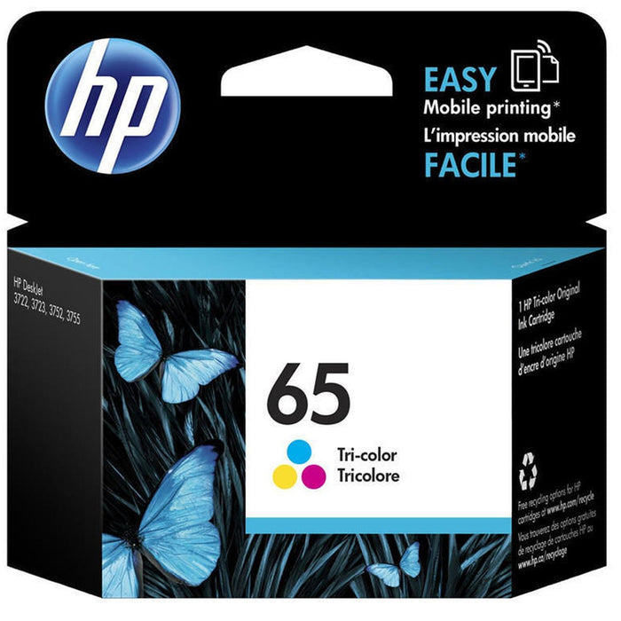 HP 65 Ink Cartridge - Tri-Colour 100 Pages - for HP AMP 120 / DeskJet 2620 / 2621 / 3720 / 3721 / HPEnvy5020 / 5030 / Officejet 2623 Printer