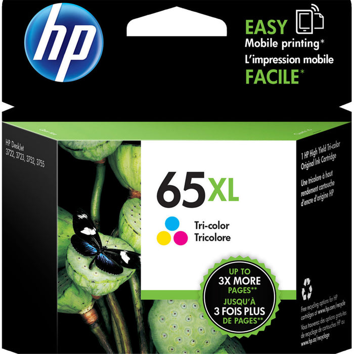 HP 65XL Ink Cartridge - Tri-Colour 300 Pages - for HP AMP 120 / DeskJet 2620 / 2621 / 3720 / 3721 / HP Envy 5000 / 5020 / 5030 / 5032 / Officejet 2623 Printer