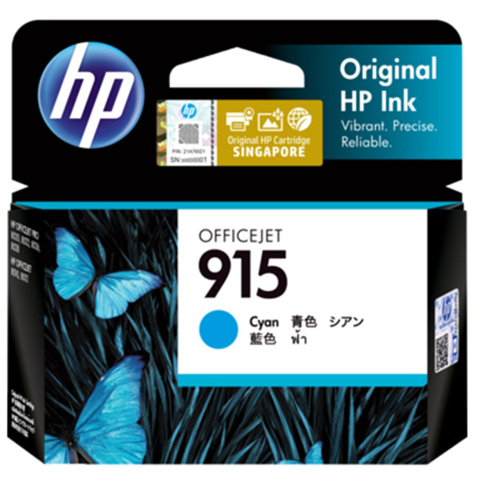 HP 915 Ink Cartridge - Cyan 315 Pages - for HP OfficeJet 8010 / OfficeJet Pro 8012 / 8020 / 8022 / 8028 Printer