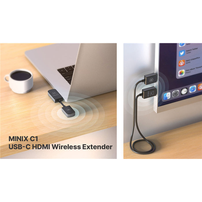 MINIX NEO C1 1080P 60Hz USB-C to HDMI Wireless Display Dongle Extender up to 50m - Flexible Display Options Mirroror Extend Mode - Plug-and-play